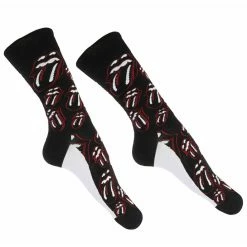 Socks Rolling Stones - Outline Tongues - BLACK - ROCK OFF