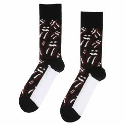 Socks Rolling Stones - Outline Tongues - BLACK - ROCK OFF -Costume Spooky 128517 as 025