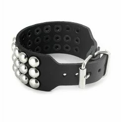 Bracelet BLACK SNAKE ROUND RIVETS 3 ROWS -Costume Spooky LSF1 90 b