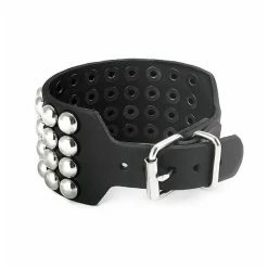 Bracelet BLACK SNAKE ROUND RIVETS 4 ROWS -Costume Spooky LSF1 91 b
