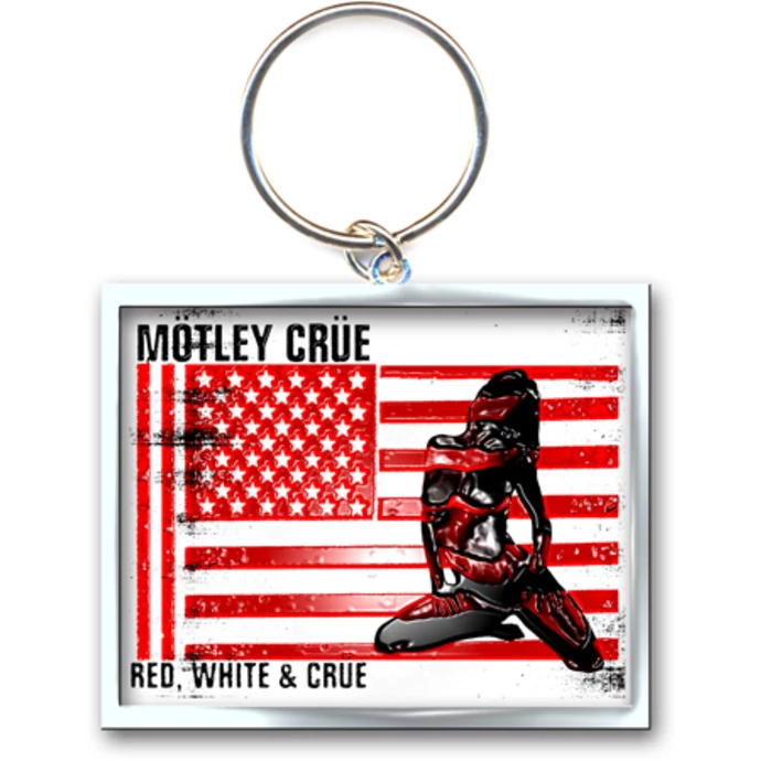 Key Ring - Pendant Mötley Crue (Red, White & Crue Logo) - ROCK OFF 3 Key Ring - Pendant Mötley Crue (Red, White & Crue Logo) - ROCK OFF