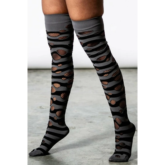 Over The Knee Socks KILLSTAR - Wretched Soul Distress - Black / Ash 4 Over The Knee Socks KILLSTAR - Wretched Soul Distress - Black / Ash - Image 2