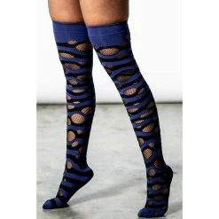 Over The Knee Stockings KILLSTAR - Wretched Soul Distress - Black / Midnight -Costume Spooky WRETCHED SOUL DISTRESS SOCKS BLACK MIDNIGHT D x1600