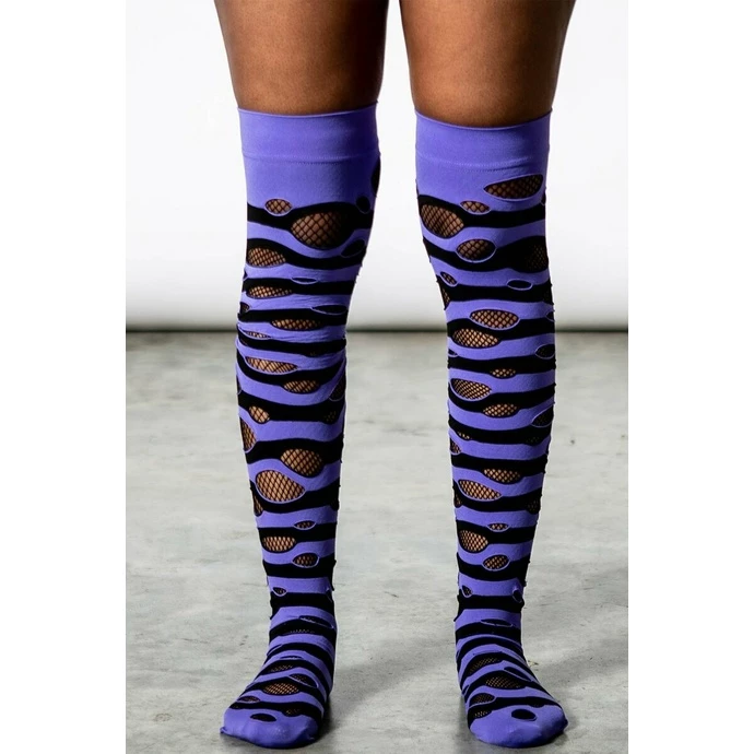 Over The Knee Socks KILLSTAR - Wretched Soul Distress - Black / Plum 3 Over The Knee Socks KILLSTAR - Wretched Soul Distress - Black / Plum