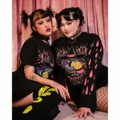 Knee Socks KILLSTAR - Heads Up - Black -Costume Spooky heads up long socks w 3