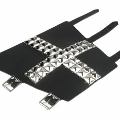 Bracelet 11 ROW WITH PYRAMID CROSS LEATHER -Costume Spooky jz 016